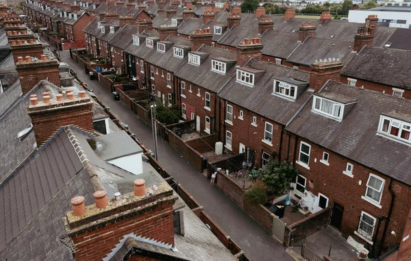 Leeds August 2022 Aerial View Rooftops Houses Run Northern Town —  Fotos de Stock