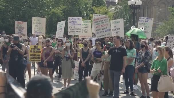 September 10, 2021 - New York, USA : Movement against the prohibition on abortion. People hold cardboards with inscription. Womens rights protest in New york, USA — Stock Video