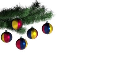 Çad bayraklı Noel balonu. Döngülü animasyon. 4K görüntü. Dahili alfa kanalı