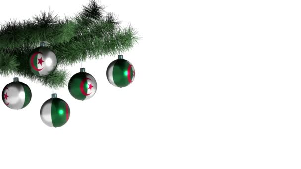 Palloncino Natale Con Bandiera Algeria Animazione Loop Filmati Canale Alfa — Video Stock
