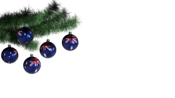 Kerstballon Met Vlag Van Australië Opgelijnde Animatie Beelden Ingebouwde Alfa — Stockvideo