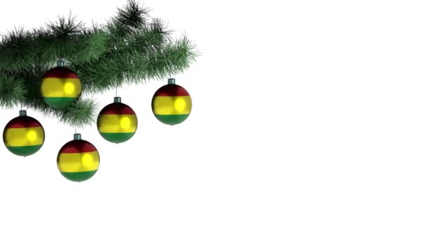 Christmas Balloon Flag Bolivia Looped Animation Footage Built Alpha Channel — Stock Video