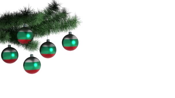 Kerstballon Met Vlag Van Bulgarije Opgelijnde Animatie Beelden Ingebouwde Alfa — Stockvideo