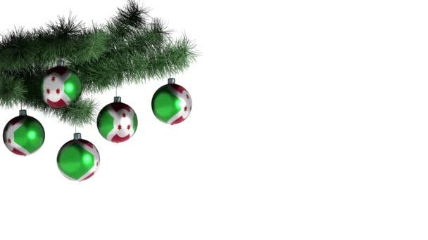 Balão Natal Com Bandeira Burundi Animação Loop Imagens Canal Alfa — Vídeo de Stock