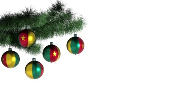Kerstballon Met Vlag Van Kameroen Opgelijnde Animatie Beelden Ingebouwde Alfa — Stockvideo