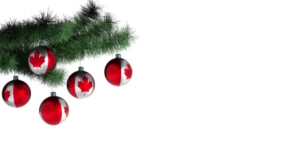 挂满加拿大国旗的圣诞气球 循环动画 4K镜头 内置Alpha信道 — 图库视频影像