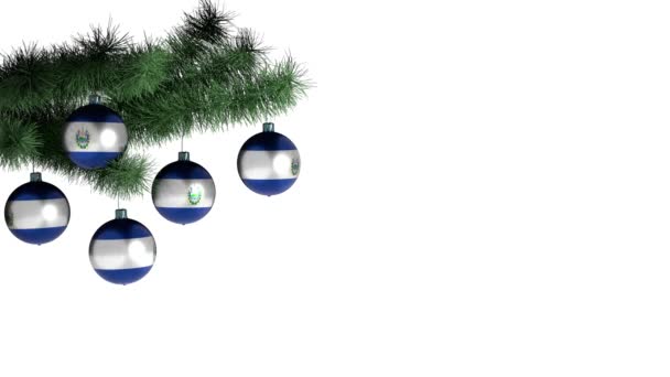 Weihnachtsballon Mit Der Flagge Salvadors Looping Animation Filmmaterial Integrierter Alpha — Stockvideo