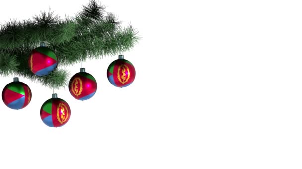 Kerstballon Met Vlag Van Eritrea Opgelijnde Animatie Beelden Ingebouwde Alfa — Stockvideo