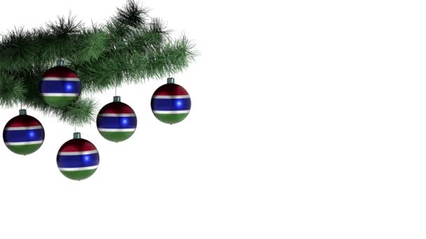 挂满冈比亚国旗的圣诞气球 循环动画 4K镜头 内置Alpha信道 — 图库视频影像