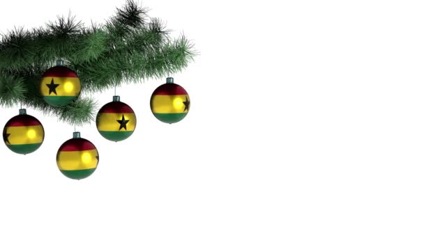 Weihnachtsballon Mit Der Flagge Ghanas Looping Animation Filmmaterial Integrierter Alpha — Stockvideo