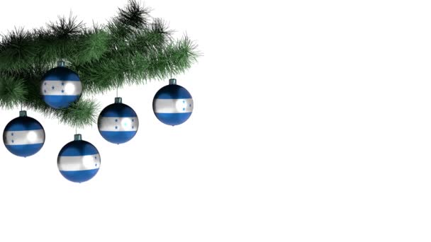 Χριστουγεννιάτικο Μπαλόνι Σημαία Της Ονδούρας Κινούμενα Σχέδια Πλάνα Ενσωματωμένο Κανάλι — Αρχείο Βίντεο