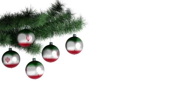 Christmas Balloon Flag Iran Looped Animation Footage Built Alpha Channel — Stock Video