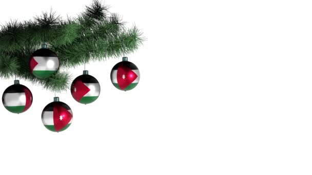 Рождественский Шарик Флагом Иордании Цикл Анимации Тысячи Кадров Встроенный Альфа — стоковое видео