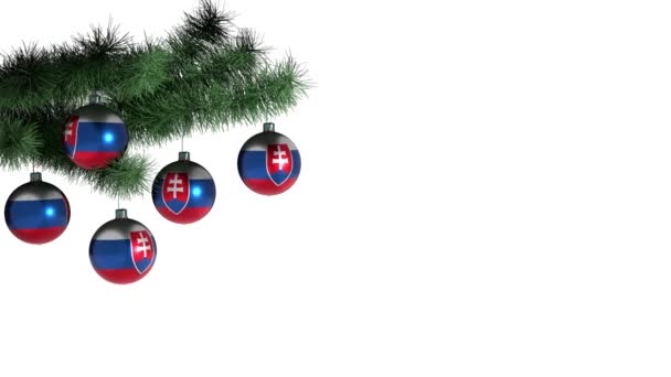 Χριστουγεννιάτικο Μπαλόνι Σημαία Της Σλοβακίας Κινούμενα Σχέδια Πλάνα Ενσωματωμένο Κανάλι — Αρχείο Βίντεο