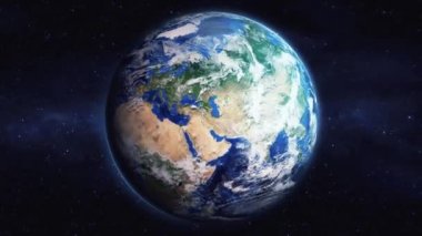 Dünyanın uzaydan şehire yakınlaşması. Üç boyutlu animasyon. Suwon şehrini yakınlaştır. Video görüntülerini stokla. NASA 'dan 4K Görüntü