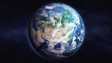 Dünyanın uzaydan şehire yakınlaşması. Üç boyutlu animasyon. Wroclaw şehrini yakınlaştır. Video görüntülerini stokla. NASA 'dan 4K Görüntü