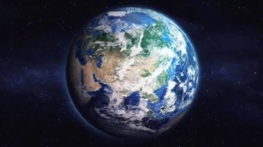 Dünyanın uzaydan şehire yakınlaşması. Üç boyutlu animasyon. Varşova şehrini yakınlaştır. Video görüntülerini stokla. NASA 'dan 4K Görüntü