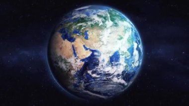 Dünyanın uzaydan şehire yakınlaşması. Üç boyutlu animasyon. Şehre zum yap Zibo. Video görüntülerini stokla. NASA 'dan 4K Görüntü