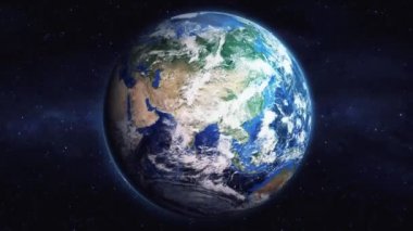Dünyanın uzaydan şehire yakınlaşması. Üç boyutlu animasyon. Sudan Limanı 'na yakınlaş. Video görüntülerini stokla. NASA 'dan 4K Görüntü