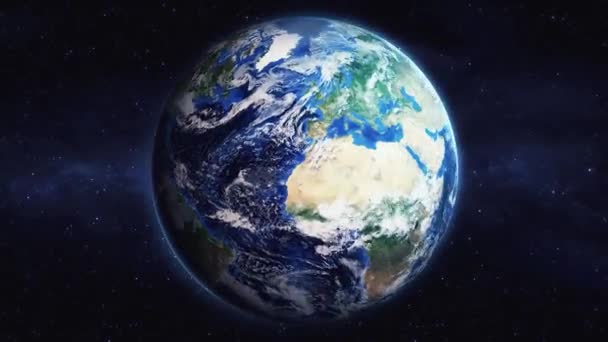 宇宙から都市への地球のズーム 3Dアニメーション 街のパスグにズームします ストックビデオ映像だ Nasaの4K画像 — ストック動画