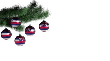 Noel baloları Hawaii bayrağıyla Noel ağacında