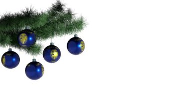 Yılbaşı baloları Oregon bayrağıyla Noel ağacında