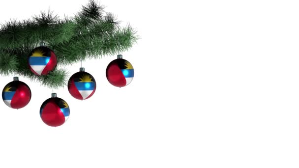 Christmas Balls Christmas Tree Flag Antigua Barbuda — Stock Video