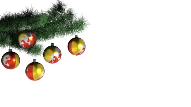 Bolas Natal Árvore Natal Com Bandeira Butão — Vídeo de Stock