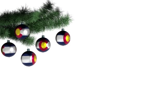 Bolas Navidad Árbol Navidad Con Bandera Colorado — Vídeo de stock