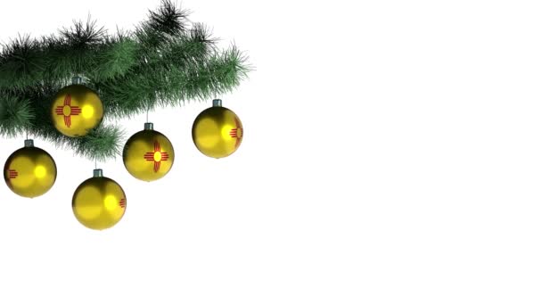 Bolas Natal Árvore Natal Com Bandeira Novo México — Vídeo de Stock