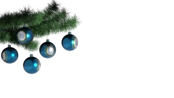 Palle Natale Sull Albero Natale Con Bandiera Del Sud Dakota — Video Stock