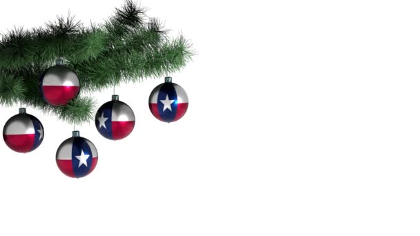 Julbollar Julgranen Med Texas Flagga — Stockvideo