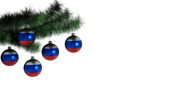 크리스마스 트리에 배경에 있습니다 러시아의 국기가 그려져 — 스톡 사진