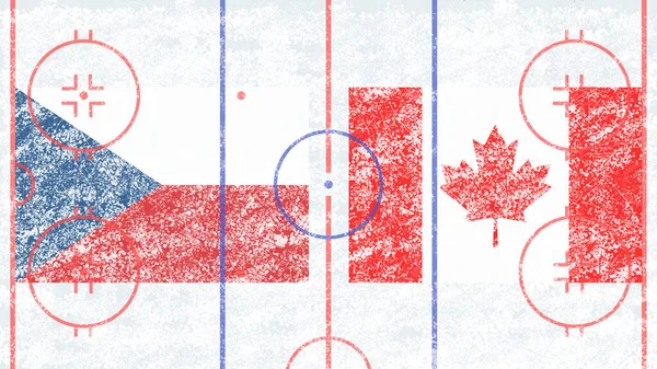 Match Hockey République Tchèque Canada Les Drapeaux Des Pays Participant — Photo