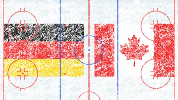 Match Hockey Allemagne Canada Les Drapeaux Des Pays Participant Match — Photo