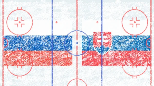 Match Hockey Russie Slovaquie Les Drapeaux Des Pays Participant Match — Photo