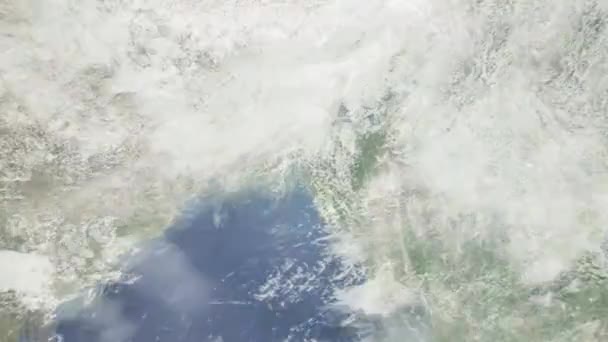 Dünyanın Uzaydan Şehire Yakınlaşması Boyutlu Animasyon Bangladeş Chittagong Şehrine Yakınlaş — Stok video