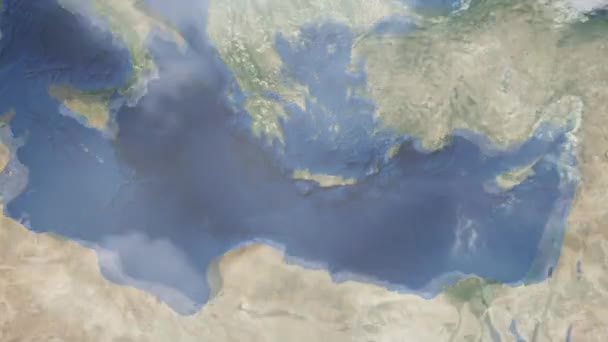Zoom Earth Space City Animation Zoom Greece City Chania Stock — Video Stock