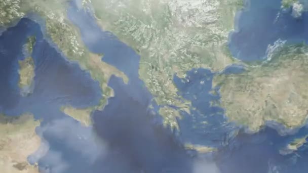 Přiblížit Zemi Vesmíru Města Animace Přiblížit Řecké Město Janina Záznamy — Stock video