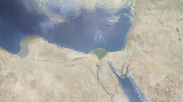 지구를 우주에서 도시로 애니메이션 이집트의 알렉산드리아를 화면이야 — 비디오