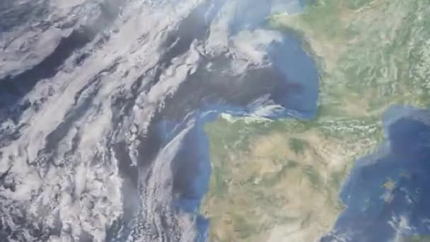 지구를 우주에서 도시로 애니메이션 스페인 코루나 확대하여 화면이야 — 비디오