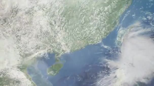 Zoom Tierra Desde Espacio Ciudad Animación Acércate Ciudad China Foshan — Vídeo de stock