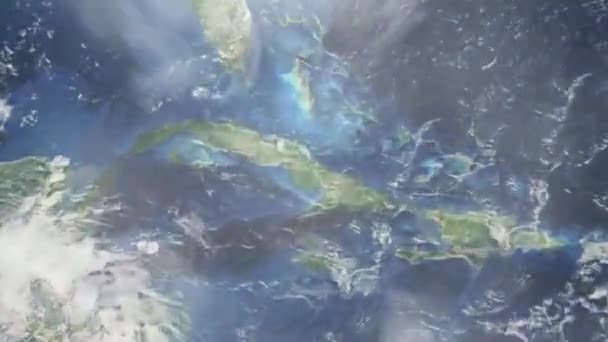 Zoom Tierra Desde Espacio Ciudad Animación Acércate Ciudad Cubana Camagüey — Vídeo de stock