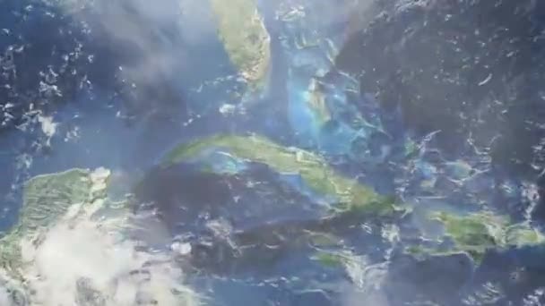 Zoom Van Aarde Van Ruimte Naar Stad Animatie Zoom Cubaanse — Stockvideo