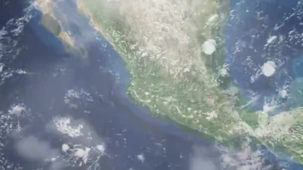 Zoom Tierra Desde Espacio Ciudad Animación Acércate Ciudad Mexicana Zapopan — Vídeo de stock