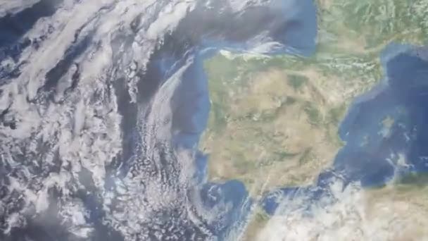 Zooma Jorden Från Rymden Till Staden Animering Zooma Till Portugals — Stockvideo