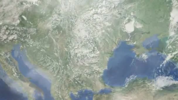 Dünyanın Uzaydan Şehire Yakınlaşması Boyutlu Animasyon Romanya Nın Brasov Kentine — Stok video