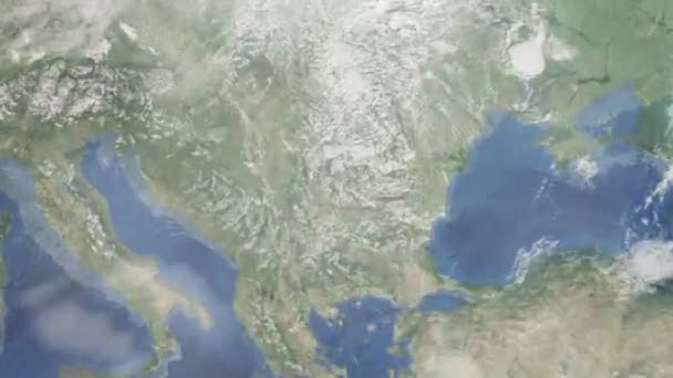 Zooma Jorden Från Rymden Till Staden Animering Zooma Till Rumäniens — Stockvideo