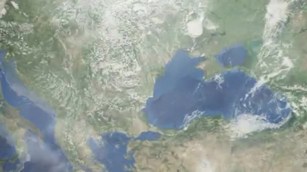 Zoom Tierra Desde Espacio Ciudad Animación Acércate Ciudad Rumana Constanta — Vídeo de stock