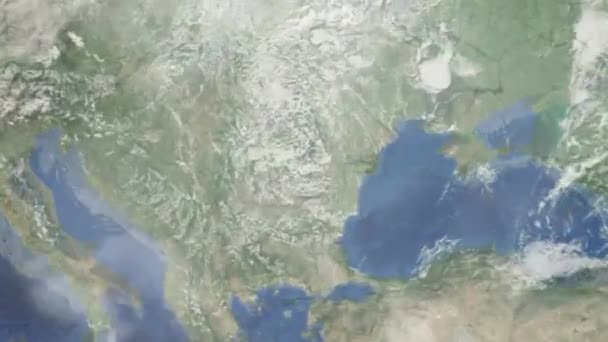 Zoom Earth Space City Animation Zoom Romania City Ploiesti Stock — Wideo stockowe